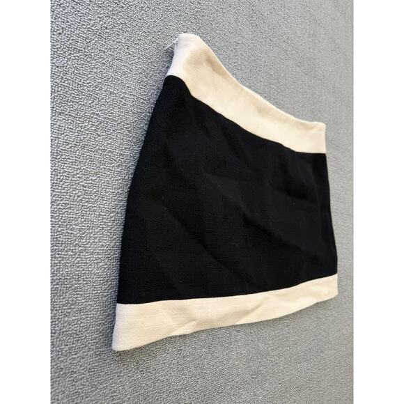 MILLY Women's 8 Black‎ Mini Skirt Ivory Colorblock Trim - Picture 7 of 8